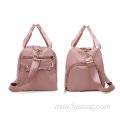 Custom high quality large foldable pink women multifunctional travel bag with shoe compartment